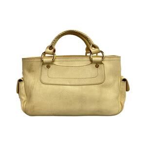 Celine yellow Boogie White leather bag beige pebbled